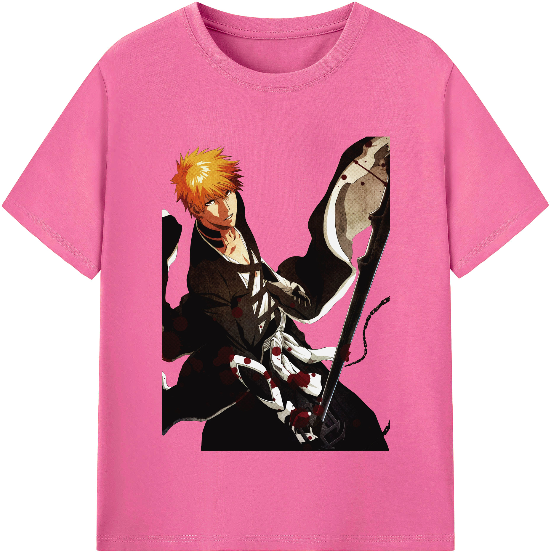 （画像用） ブリーチ 黒崎一護（くろさき いちご）BLEACH Kurosaki Ichigo レディースカジュアルプリントTシャツ（綿100％）